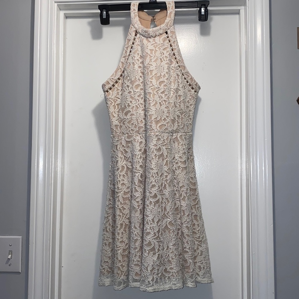 White lace semi-formal dress
